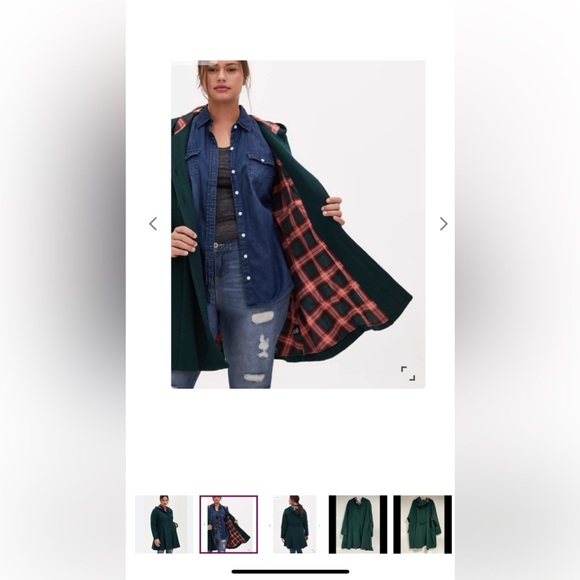 Torrid Green Button Up Coat with Hood - Used Size 3 - Picture 1 of 12